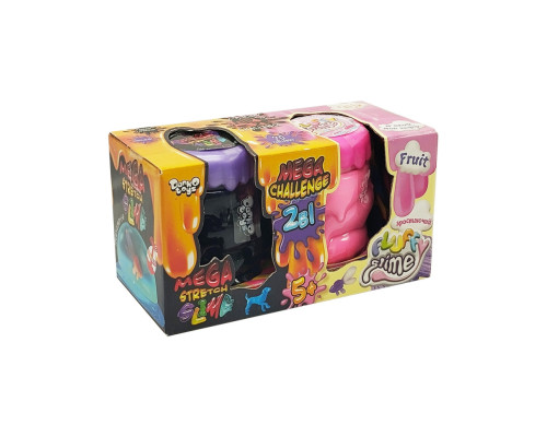 В'язка маса 2 в 1 "Mega Stretch Slime" та "Fluffy Slime" FLS-03-01U Блакитний-рожевий