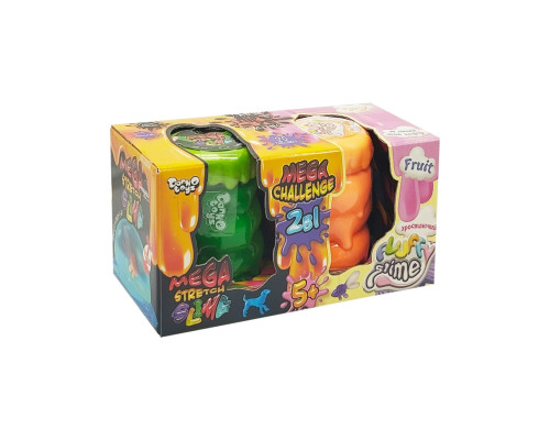 В'язка маса 2 в 1 "Mega Stretch Slime" та "Fluffy Slime" FLS-03-01U Зелений-помаранчевий