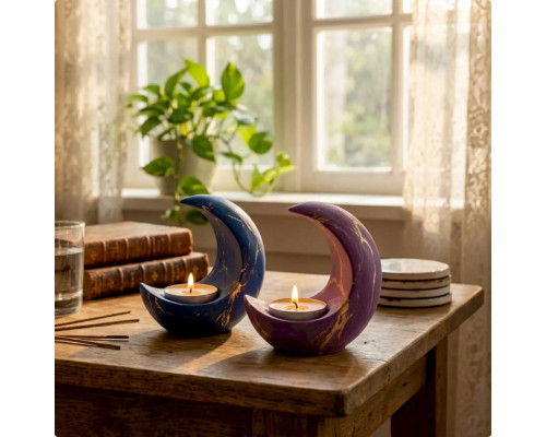 Набір для виготовлення підсвічника з гіпсу своїми руками "Місяць" GP-001 для початківців