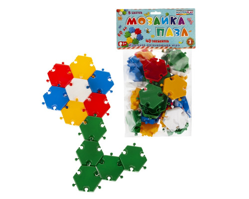 Детская мозаика-пазл №3 1-144, 40 деталей ?60мм