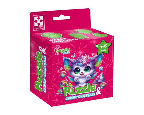 Дитячі пазли з сюрпризом "Кольорове кошеня" VT 8030-12, 180 деталей