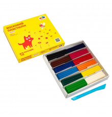 Дитячий восковий пластилін "Малята" 100305, 12 кольорів 144 г
