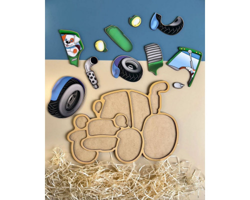 Деревянный пазл-вкладыш "Трактор" Ubumblebees (ПСД119) PSD119 пазл-контур