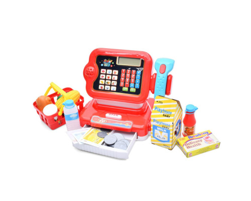 Детский игровой кассовый аппарат 6178F калькулятор, сканер, звук, свет, корзина