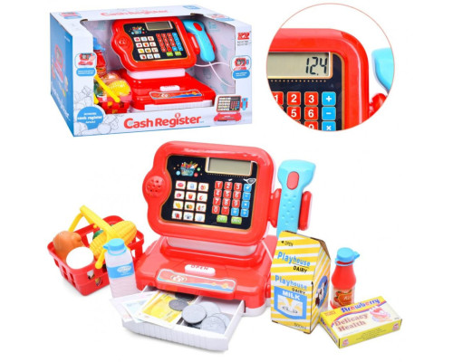 Детский игровой кассовый аппарат 6178F калькулятор, сканер, звук, свет, корзина
