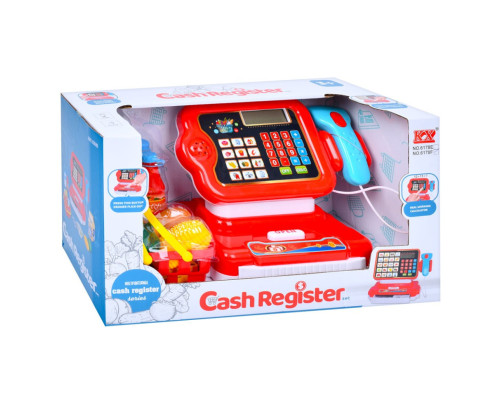 Детский игровой кассовый аппарат 6178F калькулятор, сканер, звук, свет, корзина