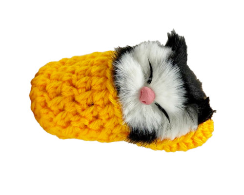 Дитячий антистрес "Котик спить у в'язаній тапочці" MM418(Yellow)