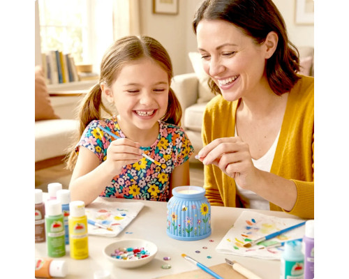 Набір для виготовлення підсвічника зі свічкою та кришкою GP-002 з гіпсу