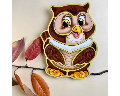 Деревянный пазл-вкладыш "Сова" Ubumblebees (ПСД087) PSD087 пазл-контур
