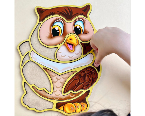 Деревянный пазл-вкладыш "Сова" Ubumblebees (ПСД087) PSD087 пазл-контур