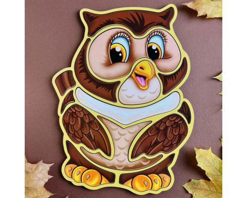 Деревянный пазл-вкладыш "Сова" Ubumblebees (ПСД087) PSD087 пазл-контур