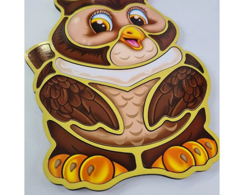 Деревянный пазл-вкладыш "Сова" Ubumblebees (ПСД087) PSD087 пазл-контур