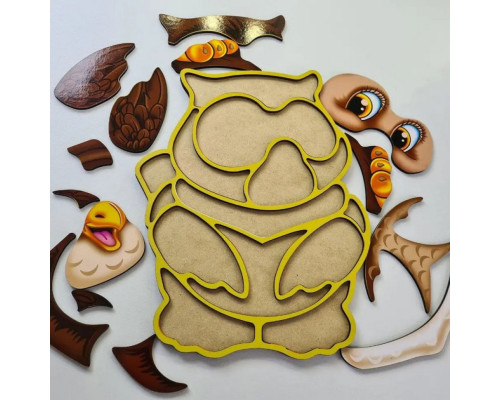 Деревянный пазл-вкладыш "Сова" Ubumblebees (ПСД087) PSD087 пазл-контур