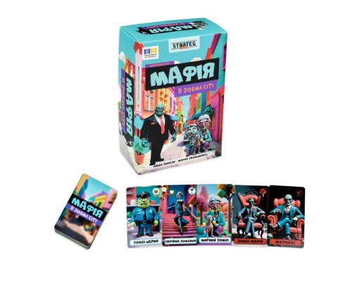 Настільна гра Мафія "Зомбі-сіті" 30829, 12 карток, інструкція