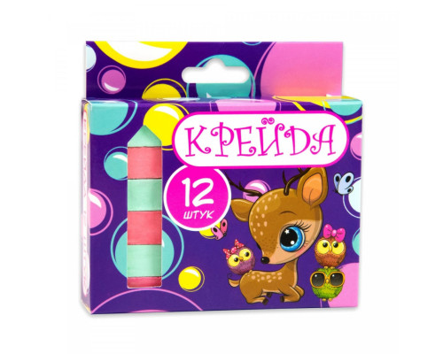 Крейда "Квадрат шкільний" 50114, 12 штук, різнокольорова