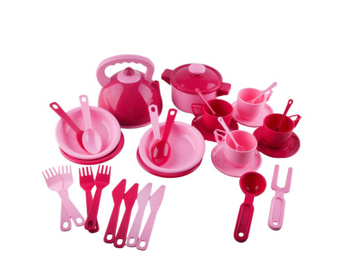 Детский игровой набор посуды 70637(Pink) розовый 32 предмета, паяный пакет