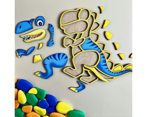 Деревянный пазл-вкладыш "Динозавр" Ubumblebees (ПСД092) PSD092 пазл-контур