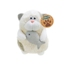 Дитяча м'яка іграшка "Кумедний кіт" C6302 з рибкою, розмір 20 см