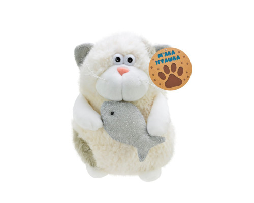 Дитяча м'яка іграшка "Кумедний кіт" C6302 з рибкою, розмір 20 см