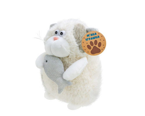 Дитяча м'яка іграшка "Кумедний кіт" C6302 з рибкою, розмір 20 см