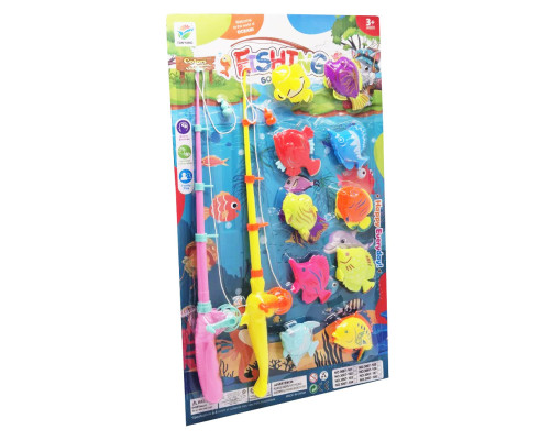 Рыбалка на магните 3067-108(Pink-Yellow) 2 удочки, 10 разноцветных рыбок