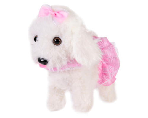 М'який інтерактивний песик Bambi CL1738A/B на повідку Білий