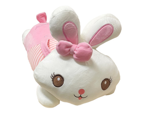 Дитяча м'яка іграшка "Зайка" L1122(Pink) іграшка з пледом, розмір 60 см