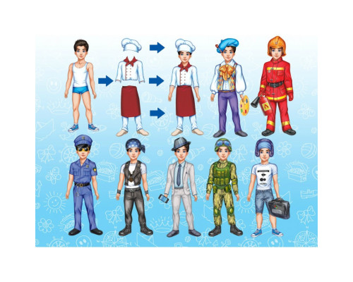 Дитяча гра на магнітах Вибери професію. Тарас 800200, 8 комплектів одягу