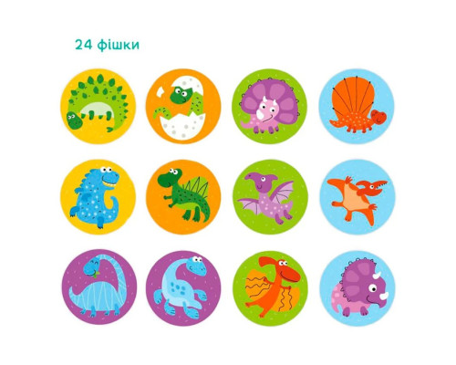 Дитяча настільна гра мемо "Динозаври" DoDo 300142, 24 фішки