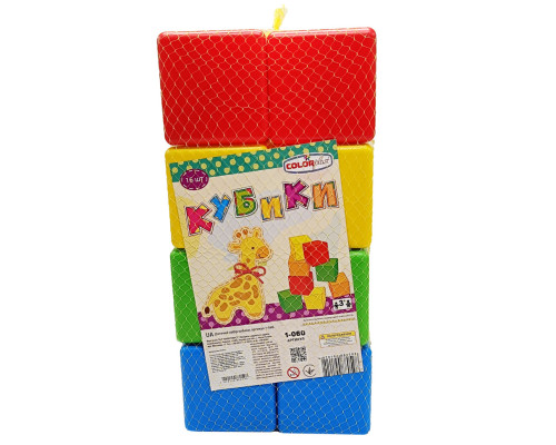 Детские пластиковые кубики 1-060, 16 штук, 4 цвета
