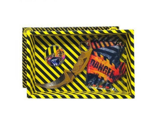 Сувенирные ножи деревянные набор BOX "Керамбит GOLD" KARG-B