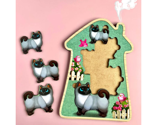 Настольная игра-сортер "Веселые котики" Ubumblebees (ПСФ066) PSF066 больше-меньше