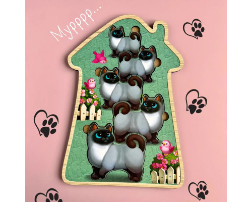 Настольная игра-сортер "Веселые котики" Ubumblebees (ПСФ066) PSF066 больше-меньше