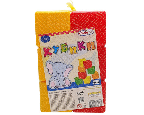 Детские пластиковые кубики 1-068, 12 штук, 4 цвета