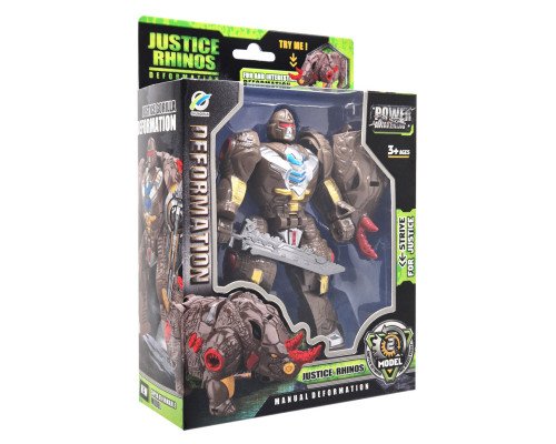 Дитячий робот-трансформер Justice Rhinos 168-82(Brown) робот-носоріг