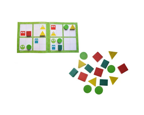 Деревянная детская логическая игра "Судоку геометрическое" QB800-001, 16 элементов