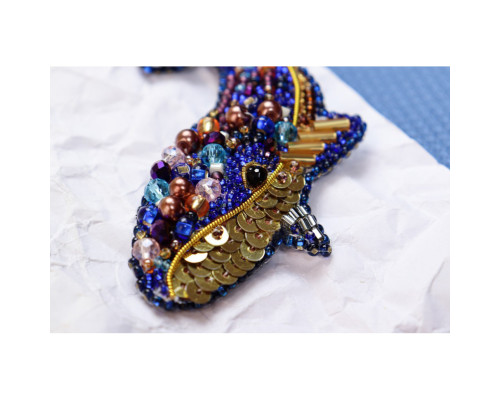 Набір для вишивання бісером прикраси "Синій кит" AD-239 на натуральному полотні