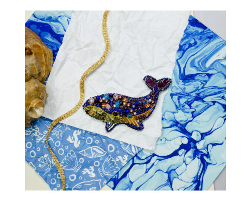 Набір для вишивання бісером прикраси "Синій кит" AD-239 на натуральному полотні