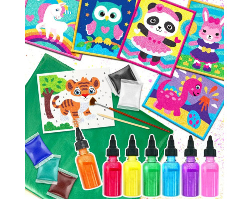 Детский набор для творчества Картина из песка Sand Art 6 в 1 КР-003 песок в бутылках
