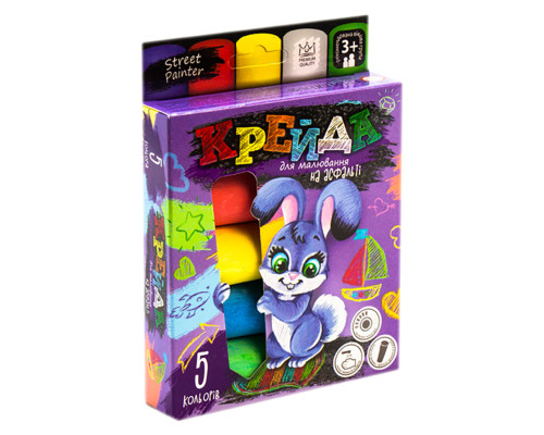 Крейда для малювання на асфальті велика 5 шт Укр. MEL-01-03U