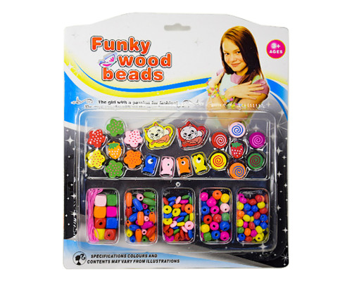 Набор бисера TX1134A, деревяные бусины, резинка TX1134B