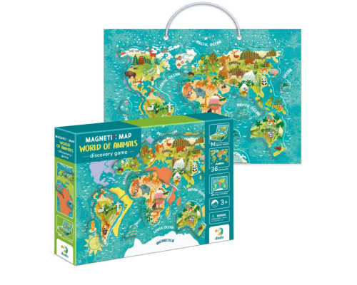 Дитяча магнітна мапа світу тварини 200267, 36 елементів