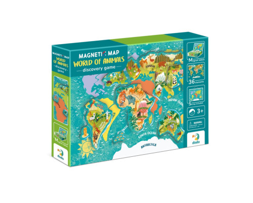 Дитяча магнітна мапа світу тварини 200267, 36 елементів