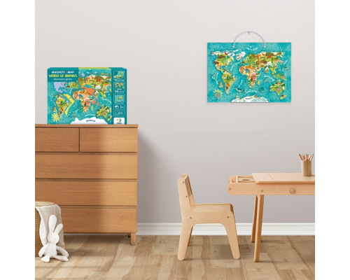 Дитяча магнітна мапа світу тварини 200267, 36 елементів