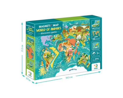 Дитяча магнітна мапа світу тварини 200267, 36 елементів