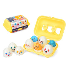 Сортер-головоломка Монтессори Яйца со смайлами DF32, 6 шт в лотке