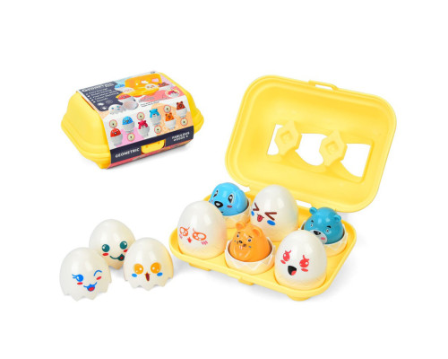 Сортер-головоломка Монтессори Яйца со смайлами DF32, 6 шт в лотке