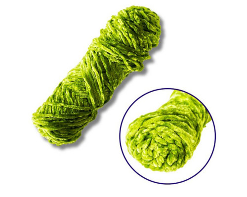 Пряжа плюшева синель PP117, 100 грам, 100% поліестер, зелений