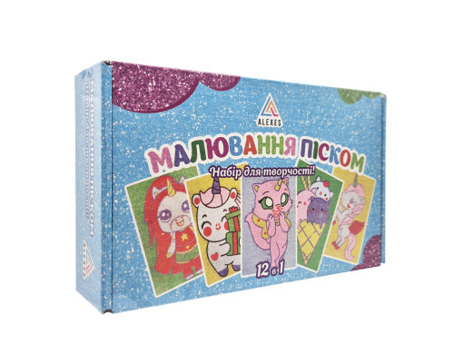 Детский набор для творчества Картина из песка Sand Art 12 в 1 КР-008 песок в бутылках