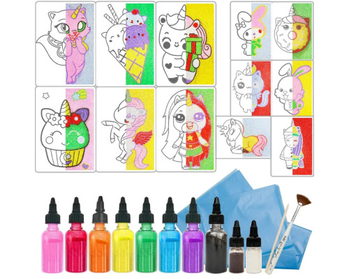 Детский набор для творчества Картина из песка Sand Art 12 в 1 КР-008 песок в бутылках